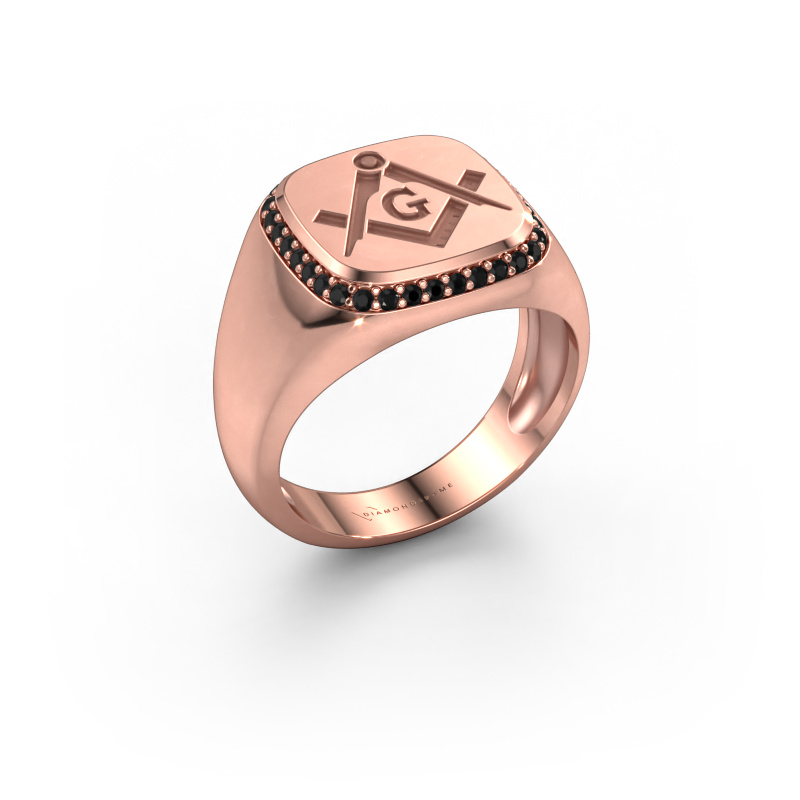 Bild von Herrenring Johan 1 585 Roségold Schwarz Diamant 0.306 crt