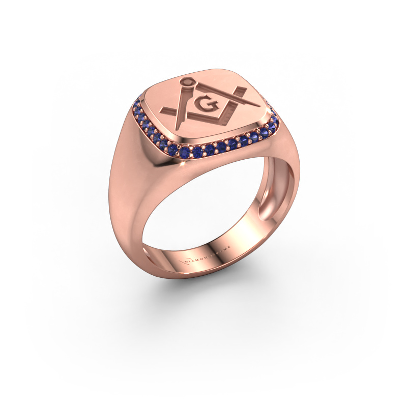 Afbeelding van Heren ring Johan 1 585 rosé goud Saffier 1.2 mm