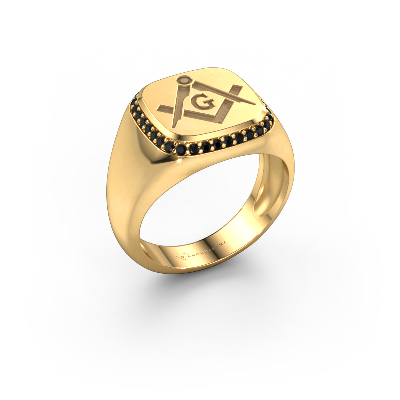 Image de Bague pour homme Johan 1 585 or jaune Diamant noir 0.306 crt