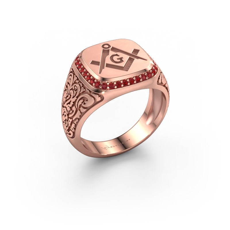 Image of Men's ring Johan 2 585 rose gold Ruby 1.2 mm