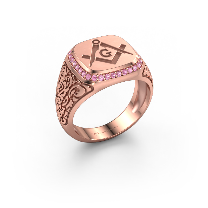 Image of Men's ring Johan 2 585 rose gold Pink sapphire 1.2 mm