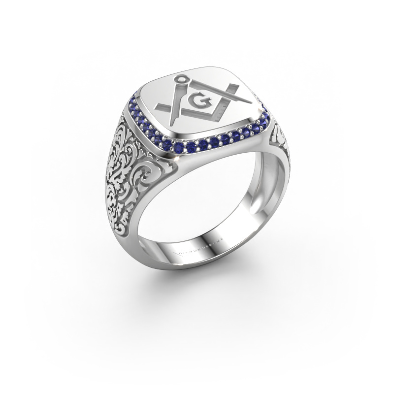 Image of Men's ring Johan 2 585 white gold Sapphire 1.2 mm