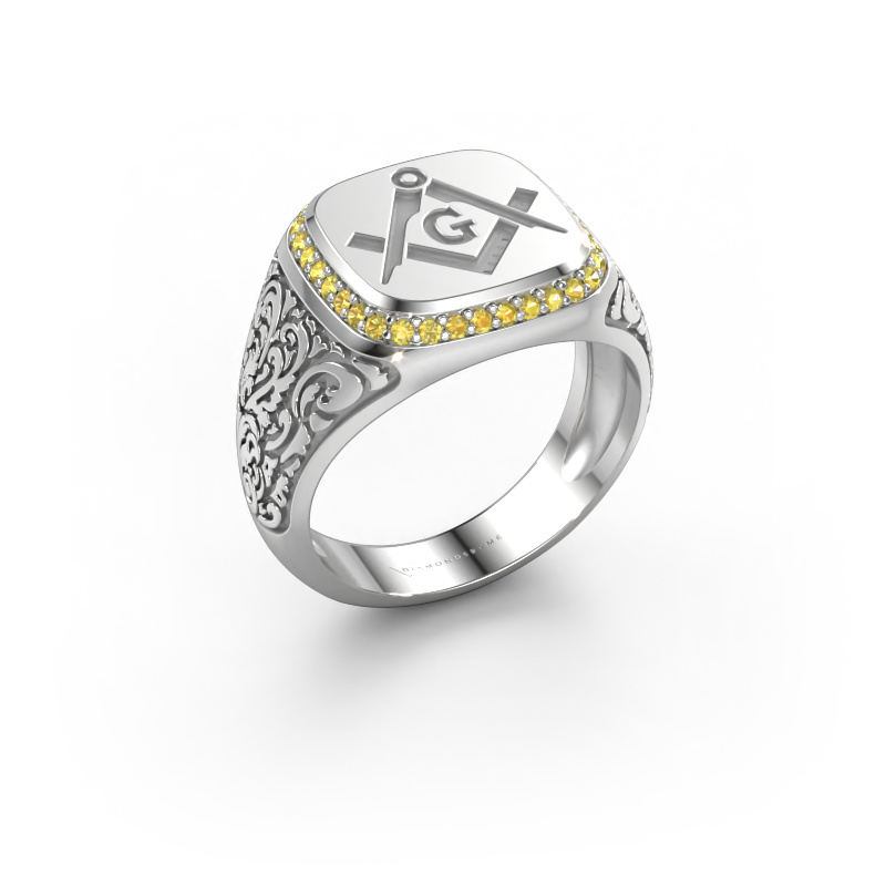 Image of Men's ring Johan 2 950 platinum Yellow sapphire 1.2 mm
