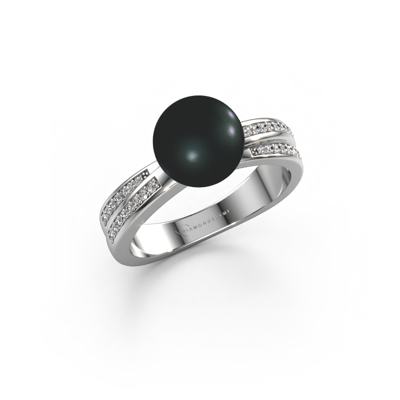 Bild von Ring Jolies 585 Weißgold Schwarz Perle 8 mm