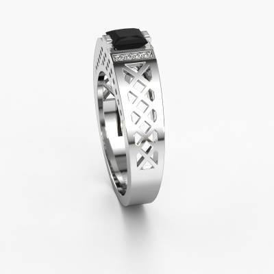 Mens white gold on sale ring with black diamonds