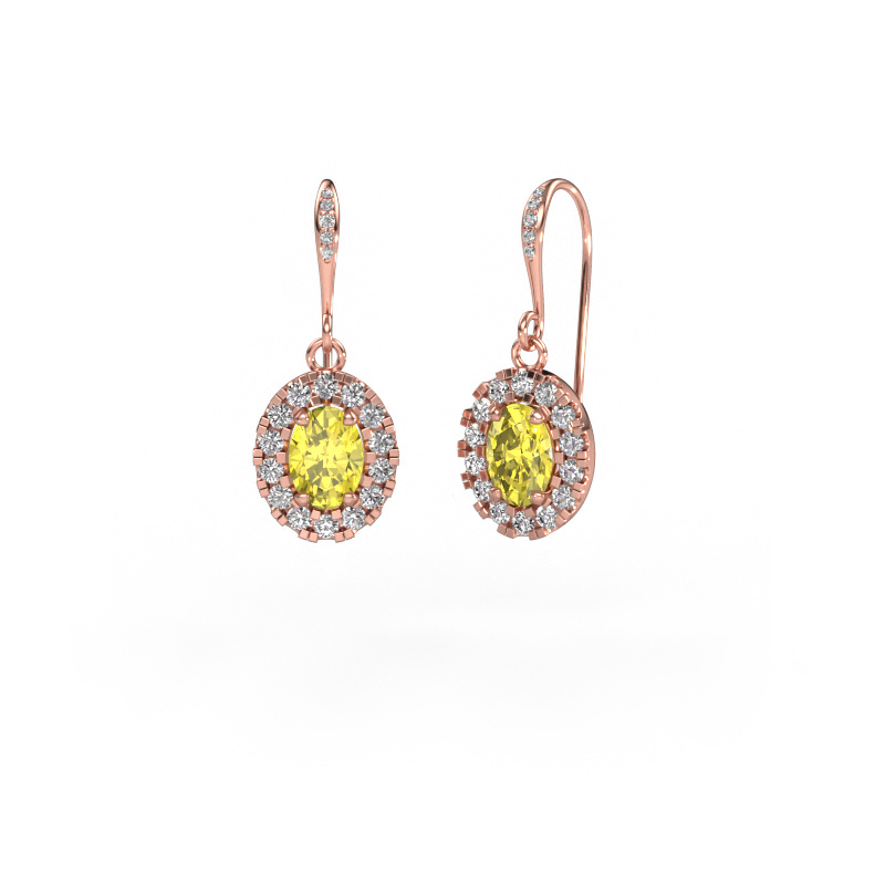 Image de Pendants d'oreilles Jorinda 2 585 or rose Diamants synthétiques jaune 7x5 mm