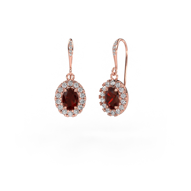 Image of Drop earrings Jorinda 2 585 rose gold Garnet 7x5 mm