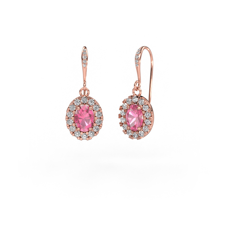 Image of Drop earrings Jorinda 2 585 rose gold Pink sapphire 7x5 mm