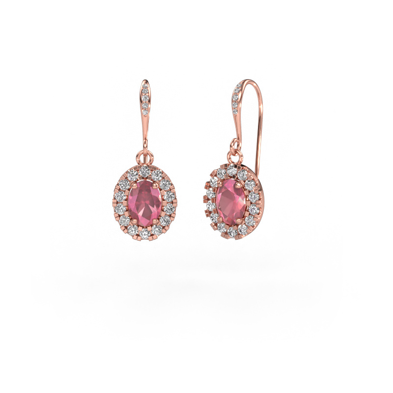 Image de Pendants d'oreilles Jorinda 2 585 or rose Rose tourmaline 7x5 mm