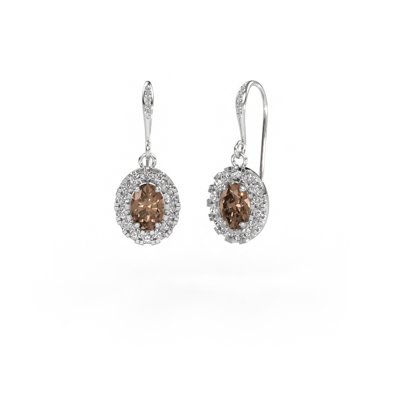 Image of Drop earrings Jorinda 2 585 white gold Brown diamond 1.99 crt