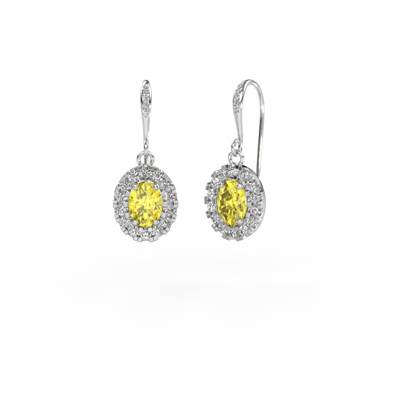 Image of Drop earrings Jorinda 2 585 white gold Yellow lab grown diamond 7x5 mm