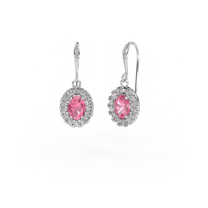 Image de Pendants d'oreilles Jorinda 2 585 or blanc Saphir rose 7x5 mm