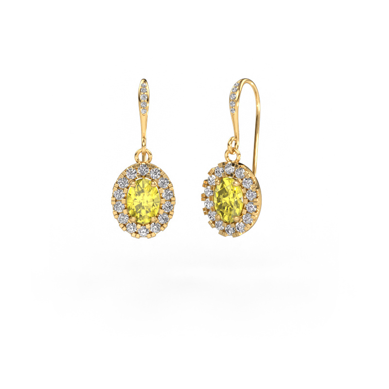 Image of Drop earrings Jorinda 2 585 gold Yellow lab grown diamond 7x5 mm