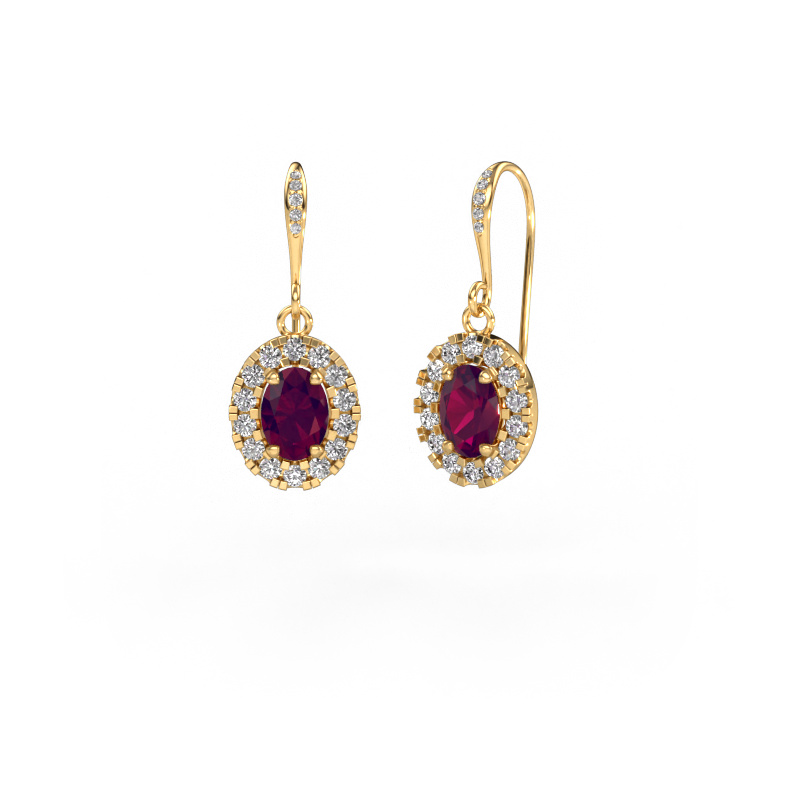 Image of Drop earrings Jorinda 2 585 gold Rhodolite 7x5 mm