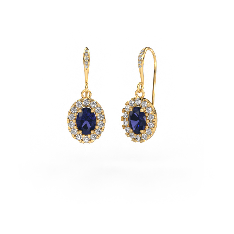 Image of Drop earrings Jorinda 2 585 gold Sapphire 7x5 mm