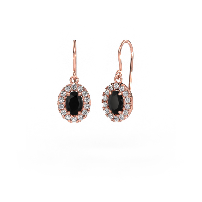 Image of Drop earrings Jorinda 1 585 rose gold Black diamond 2.66 crt
