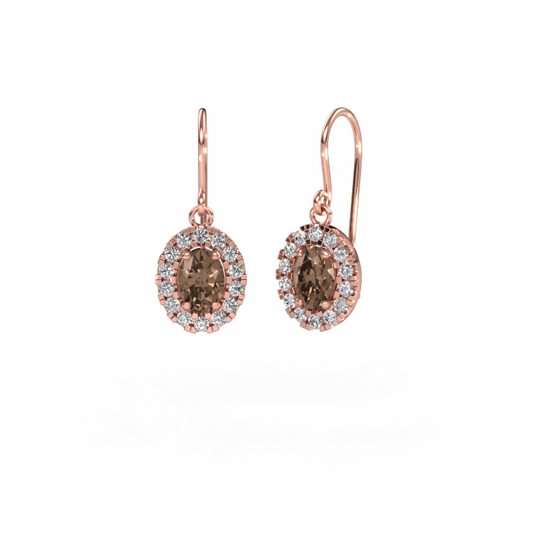 Image of Drop earrings Jorinda 1 585 rose gold Brown diamond 1.96 crt