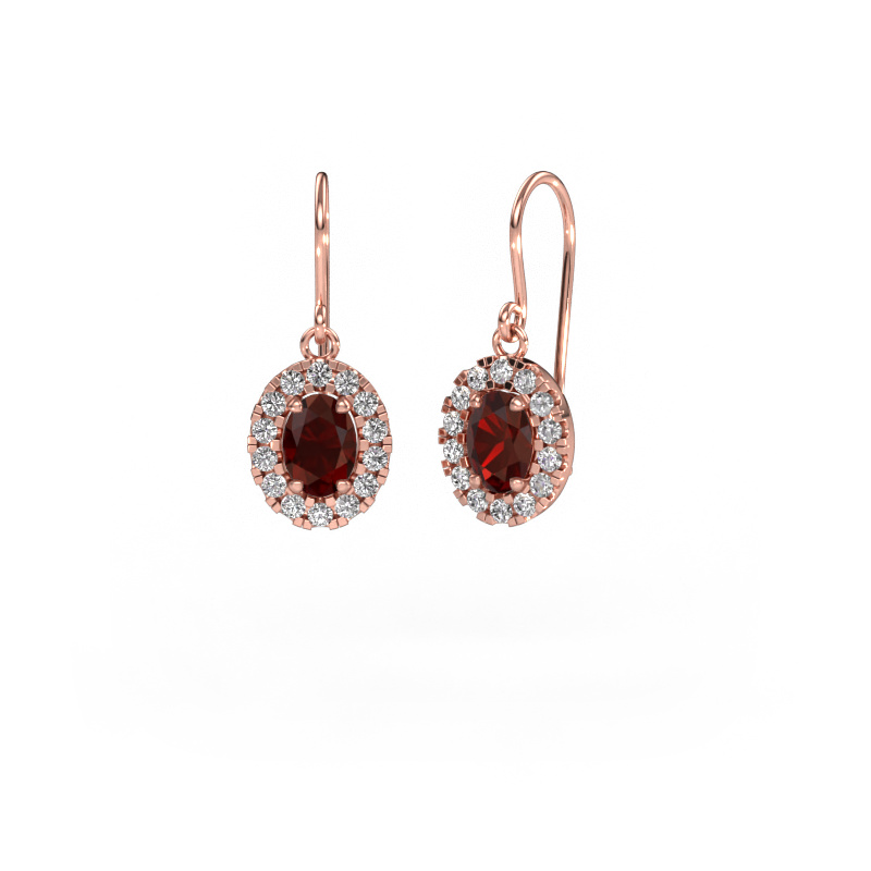 Image of Drop earrings Jorinda 1 585 rose gold Garnet 7x5 mm