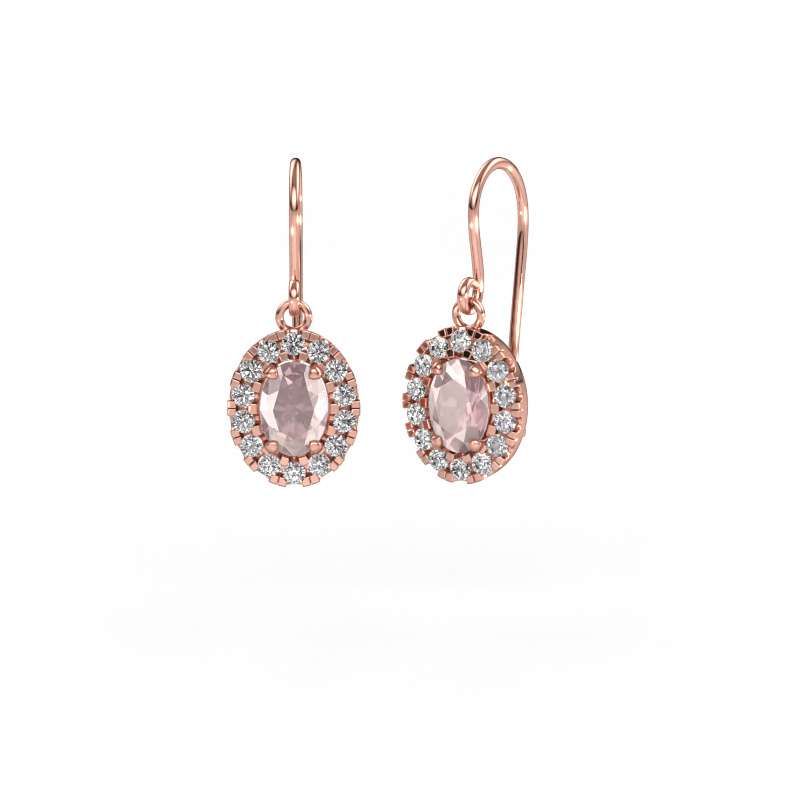 Image of Drop earrings Jorinda 1 585 rose gold Morganite champagne 7x5 mm