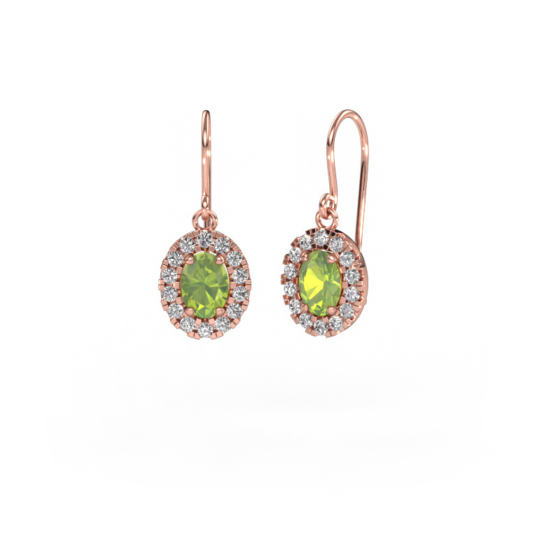 Image of Drop earrings Jorinda 1 585 rose gold Peridot 7x5 mm