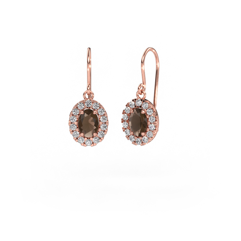 Image of Drop earrings Jorinda 1 585 rose gold Smokey quartz 7x5 mm