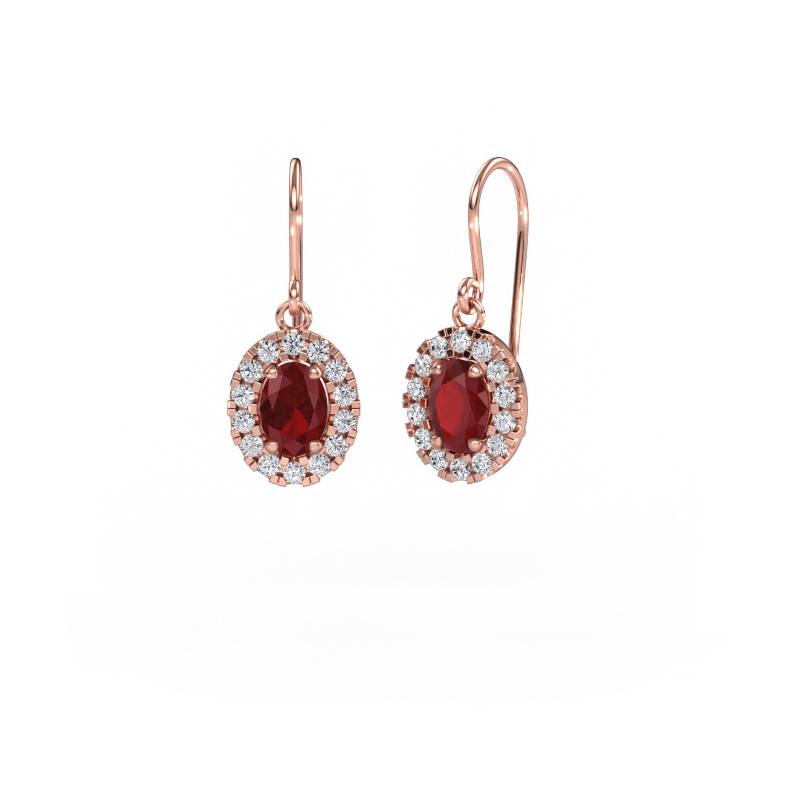 Image de Pendants d'oreilles Jorinda 1 585 or rose Rubis 7x5 mm