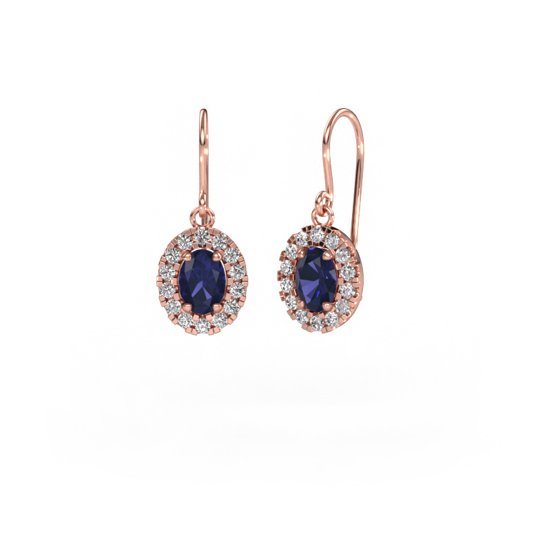 Image of Drop earrings Jorinda 1 585 rose gold Sapphire 7x5 mm