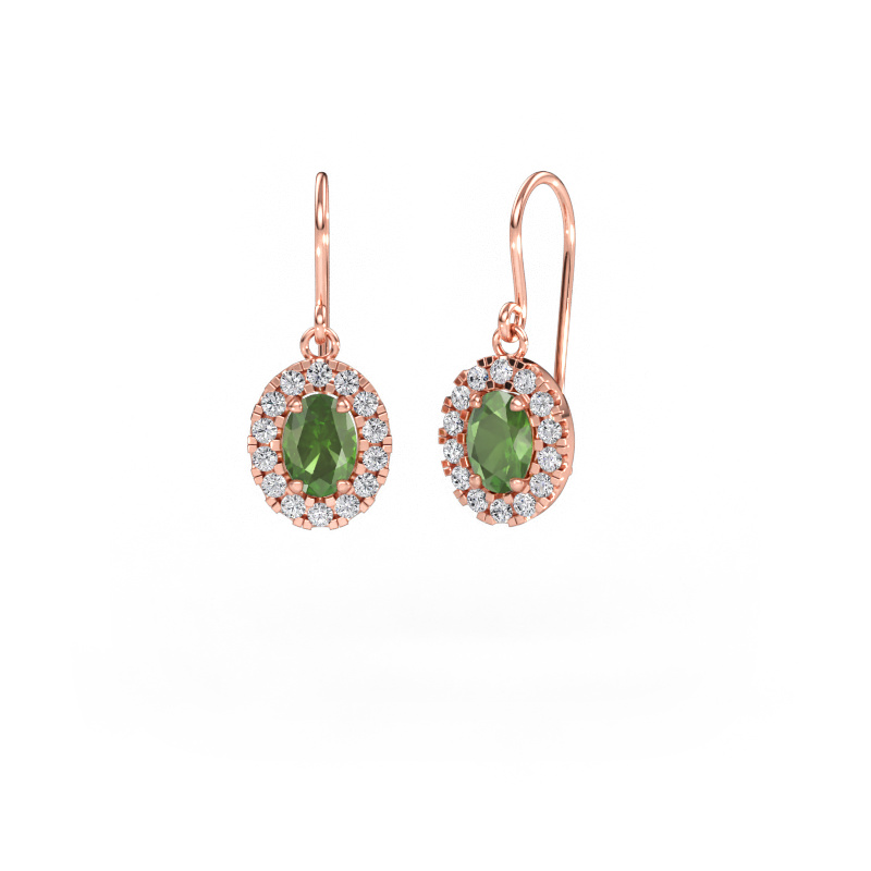 Immagine di Orecchini pendenti Jorinda 1 585 oro rosa Tormalina verde 7x5 mm