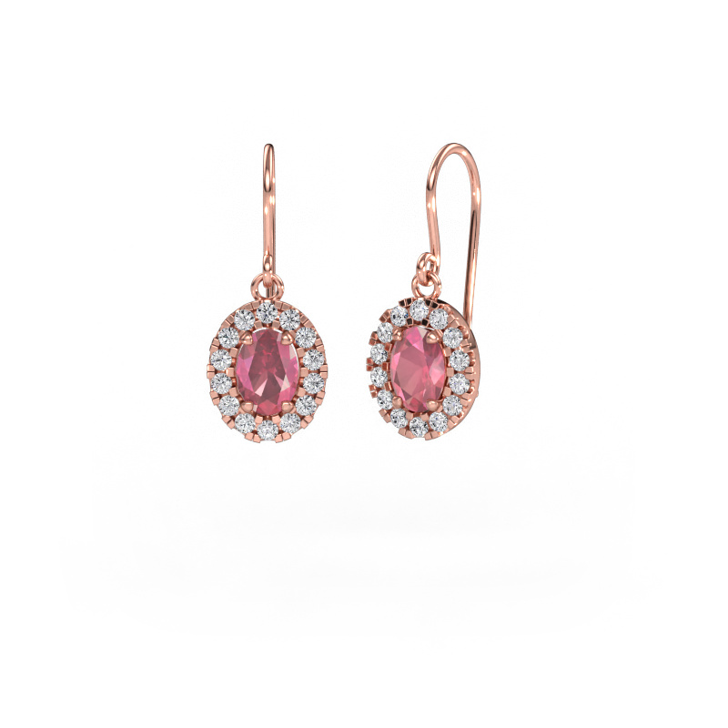 Image of Drop earrings Jorinda 1 585 rose gold Tourmaline pink 7x5 mm