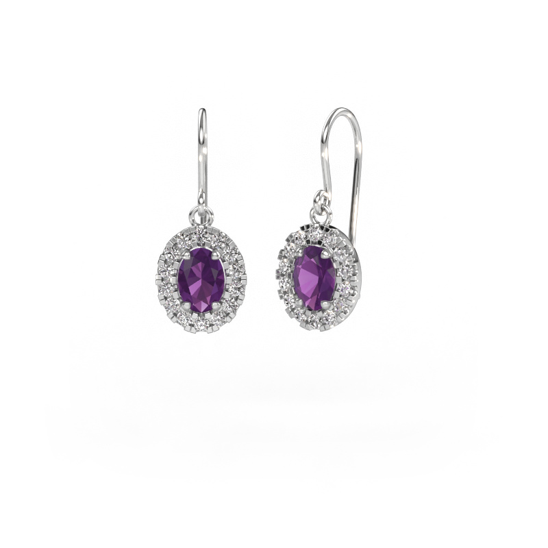 Image of Drop earrings Jorinda 1 950 platinum Amethyst 7x5 mm