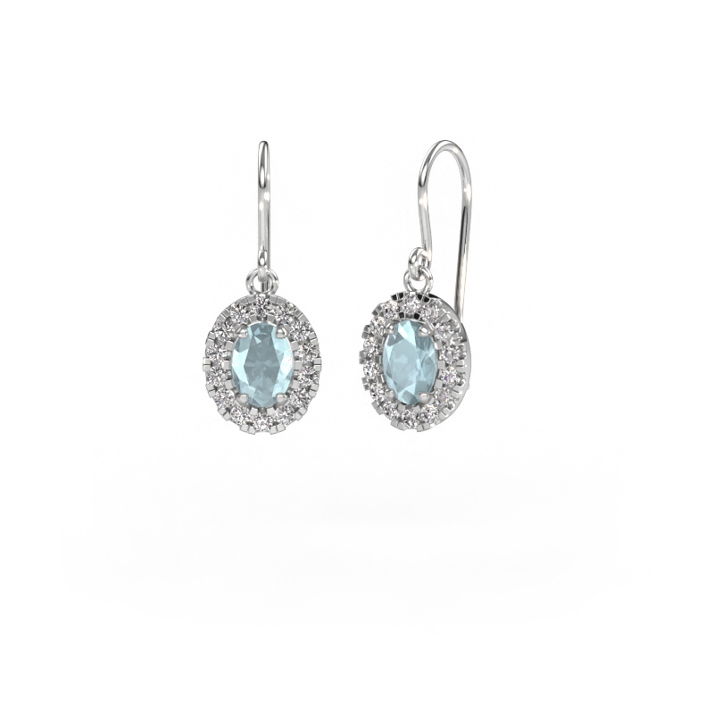 Image of Drop earrings Jorinda 1 585 white gold Aquamarine 7x5 mm