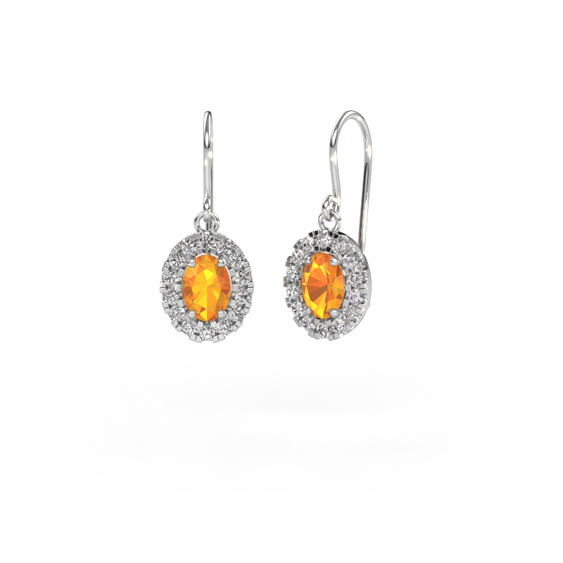 Image of Drop earrings Jorinda 1 950 platinum Citrin 7x5 mm