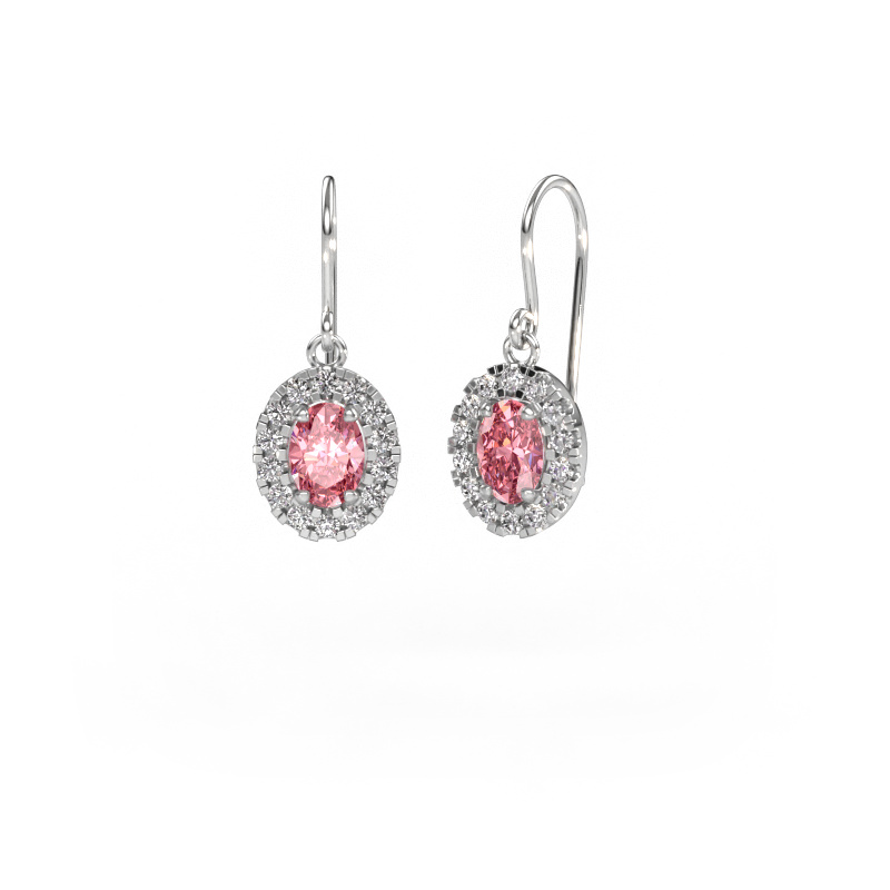 Image of Drop earrings Jorinda 1 950 platinum Pink lab grown diamond 7x5 mm
