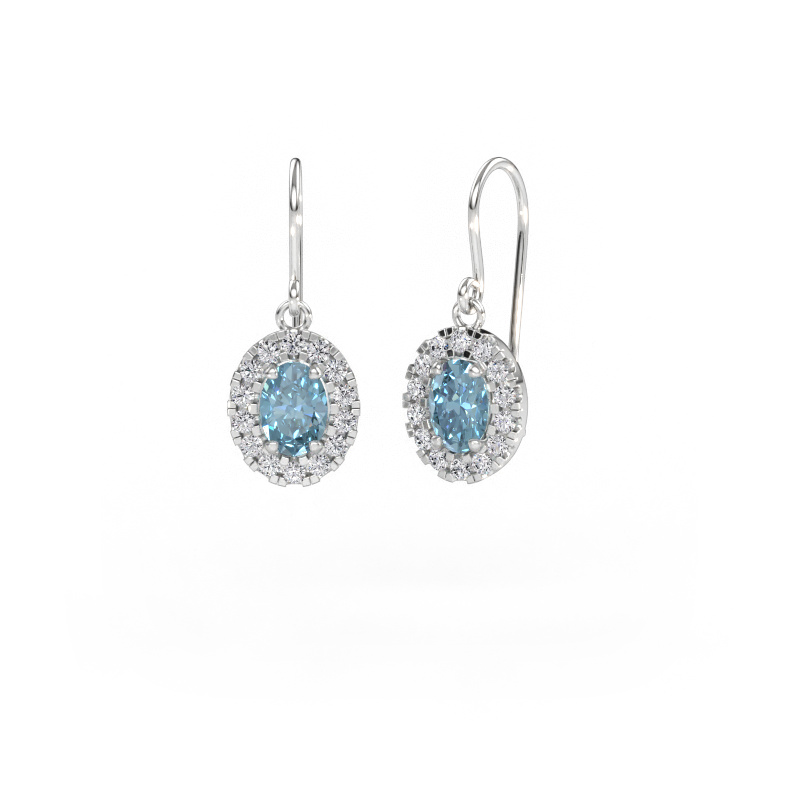 Immagine di Orecchini pendenti Jorinda 1 585 oro bianco Diamante lab grown blu 7x5 mm
