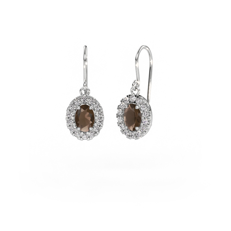Image of Drop earrings Jorinda 1 950 platinum Smokey quartz 7x5 mm