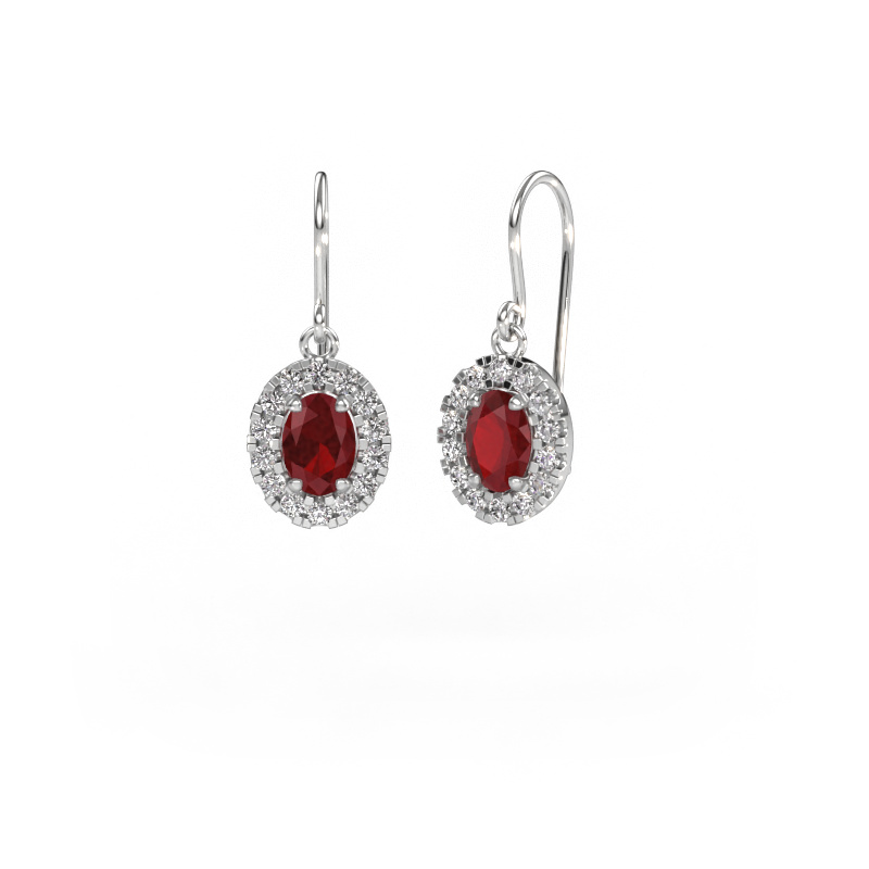 Image de Pendants d'oreilles Jorinda 1 950 platine Rubis 7x5 mm