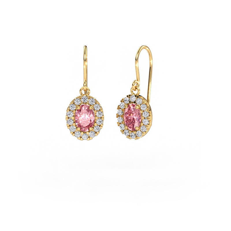 Image of Drop earrings Jorinda 1 585 gold Pink lab grown diamond 7x5 mm