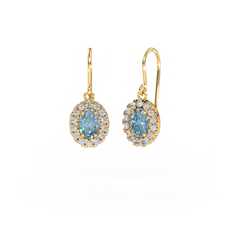 Bild von Ohrhänger Jorinda 1 585 Gold Blauer Labordiamant 7x5 mm