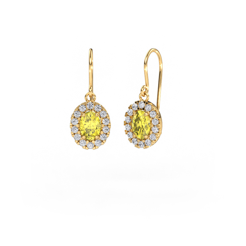 Image of Drop earrings Jorinda 1 585 gold Yellow lab grown diamond 7x5 mm