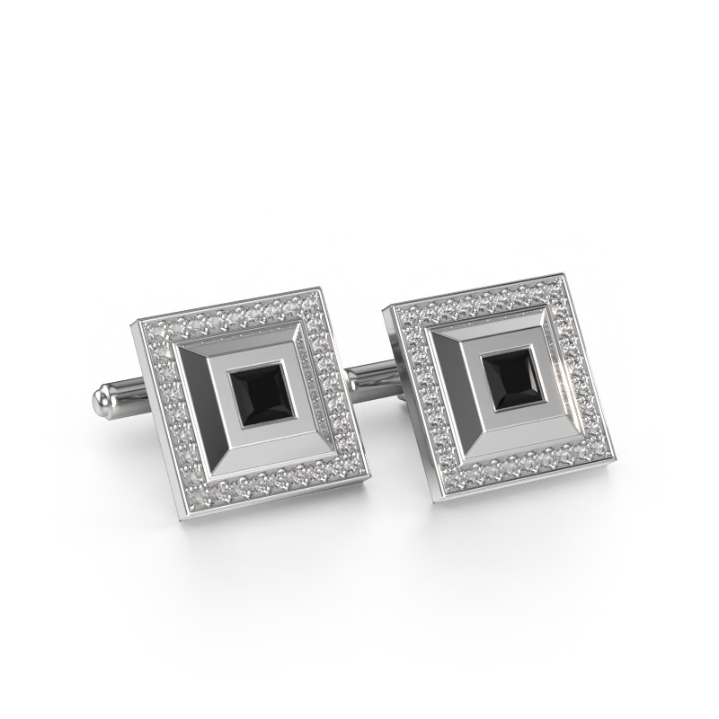 Image of Cufflinks Joris 585 white gold Black diamond 1.62 crt