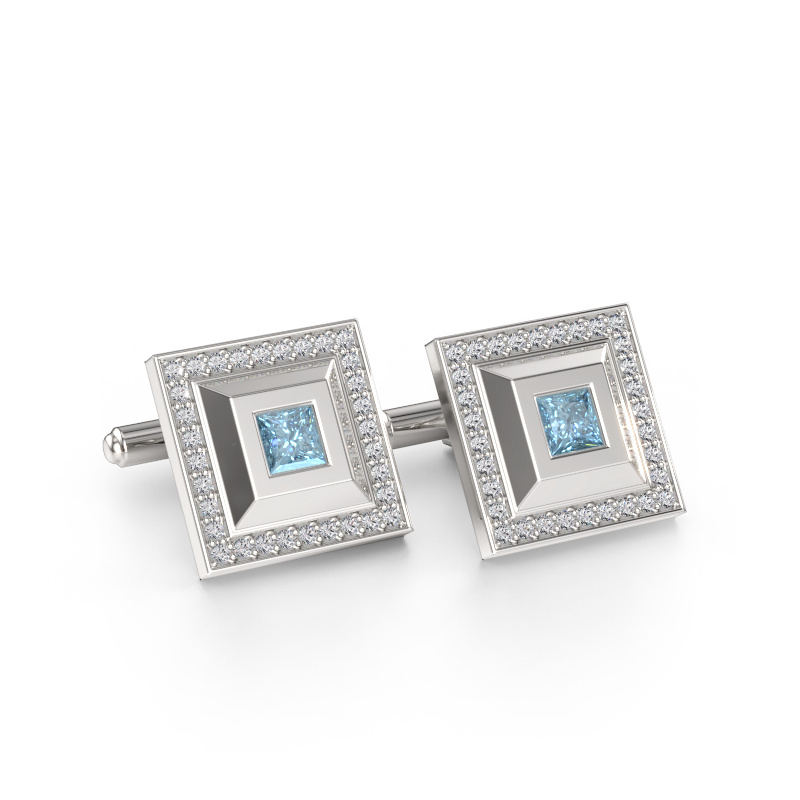 Immagine di Gemelli Joris 585 oro bianco Diamante lab grown blu 4 mm