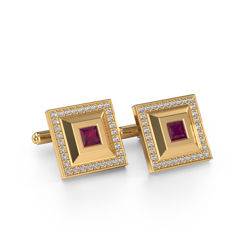 Image of Cufflinks Joris 585 gold Rhodolite 4 mm