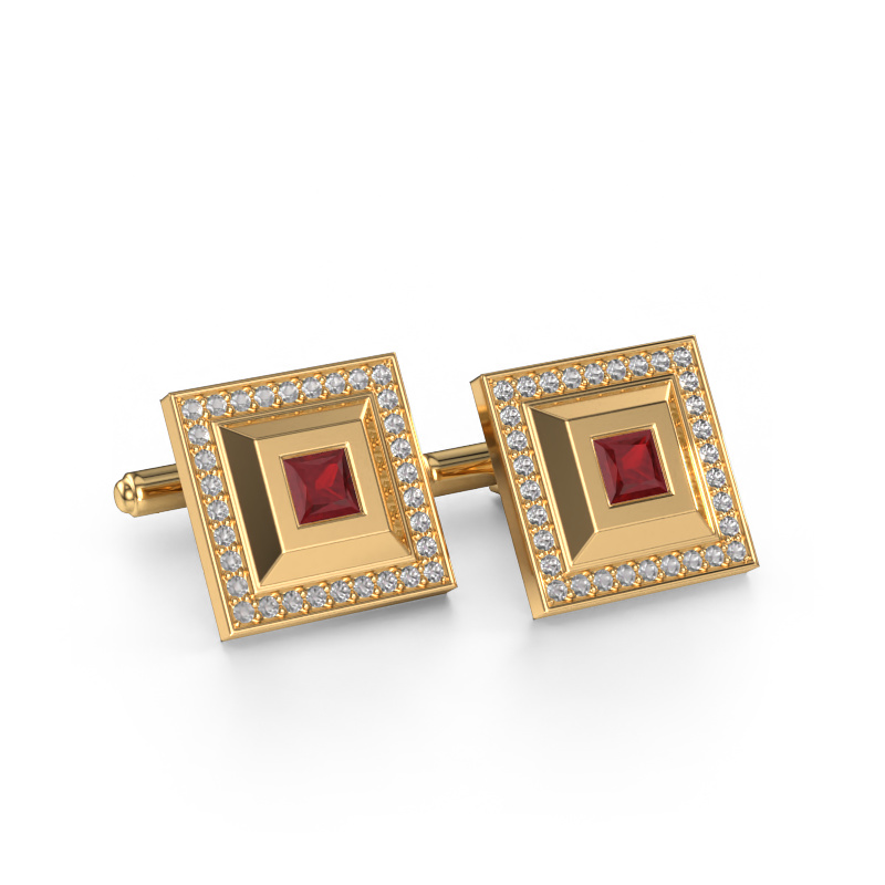 Image of Cufflinks Joris 585 gold Ruby 4 mm