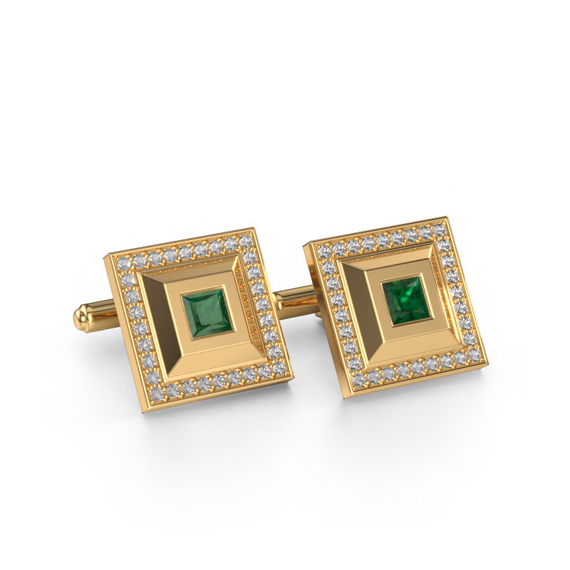 Image of Cufflinks Joris 585 gold Emerald 4 mm