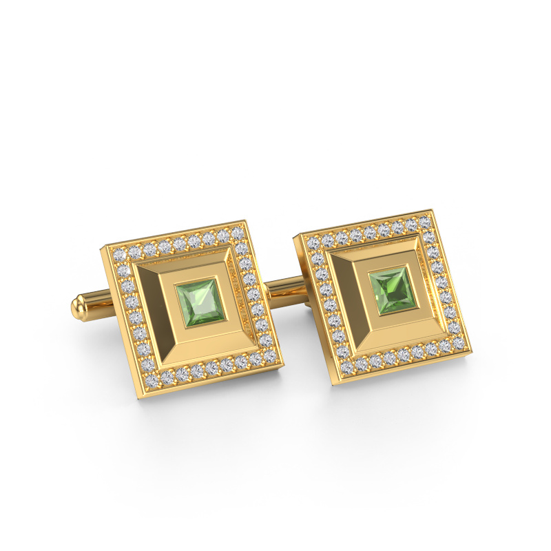 Image of Cufflinks Joris 585 gold Tourmaline green 4 mm