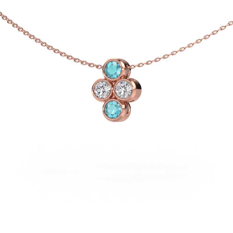 Afbeelding van Hanger Judi 585 rosé goud Blauw topaas 3.4 mm