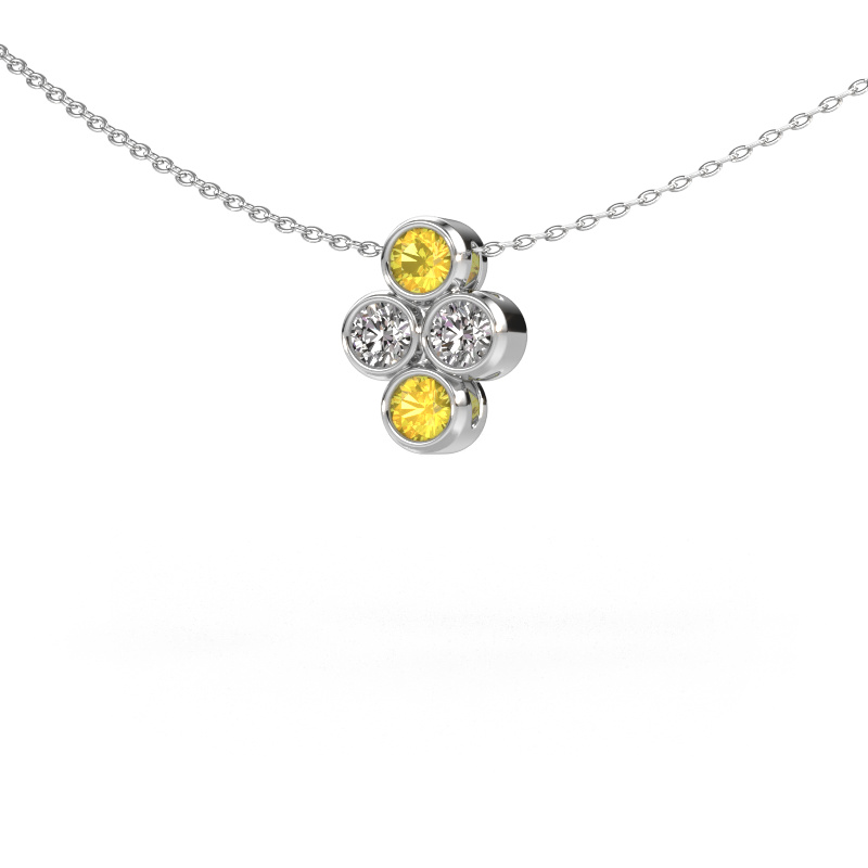 Image of Pendant Judi 585 white gold Yellow sapphire 3.4 mm