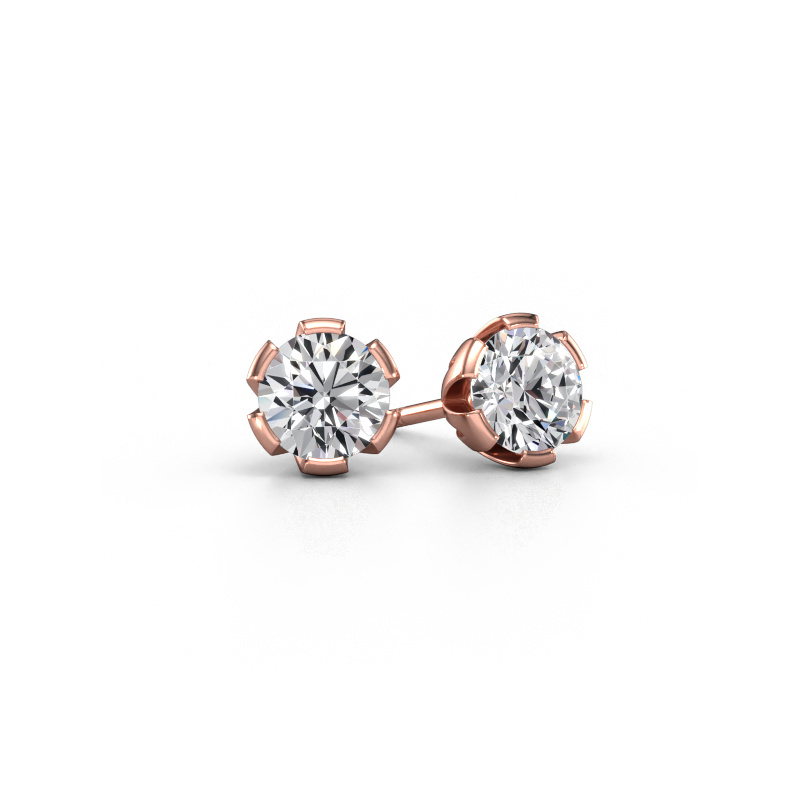 Image of Stud earrings Julia 585 rose gold Diamond 2.00 crt