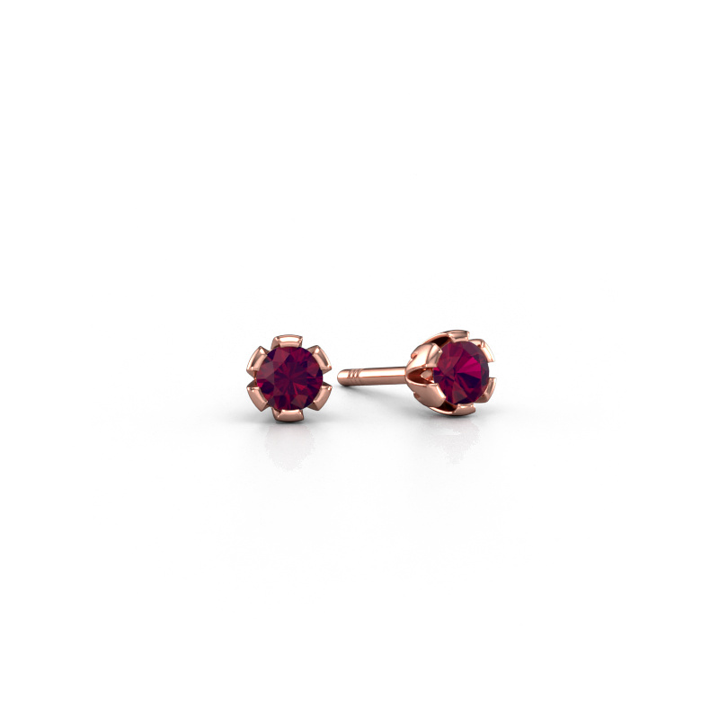 Image of Stud earrings Julia 585 rose gold Rhodolite 4 mm