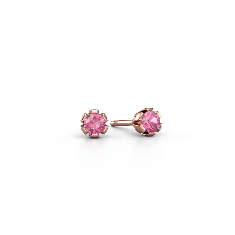 Image de Clous d'oreilles Julia 585 or rose Saphir rose 4 mm